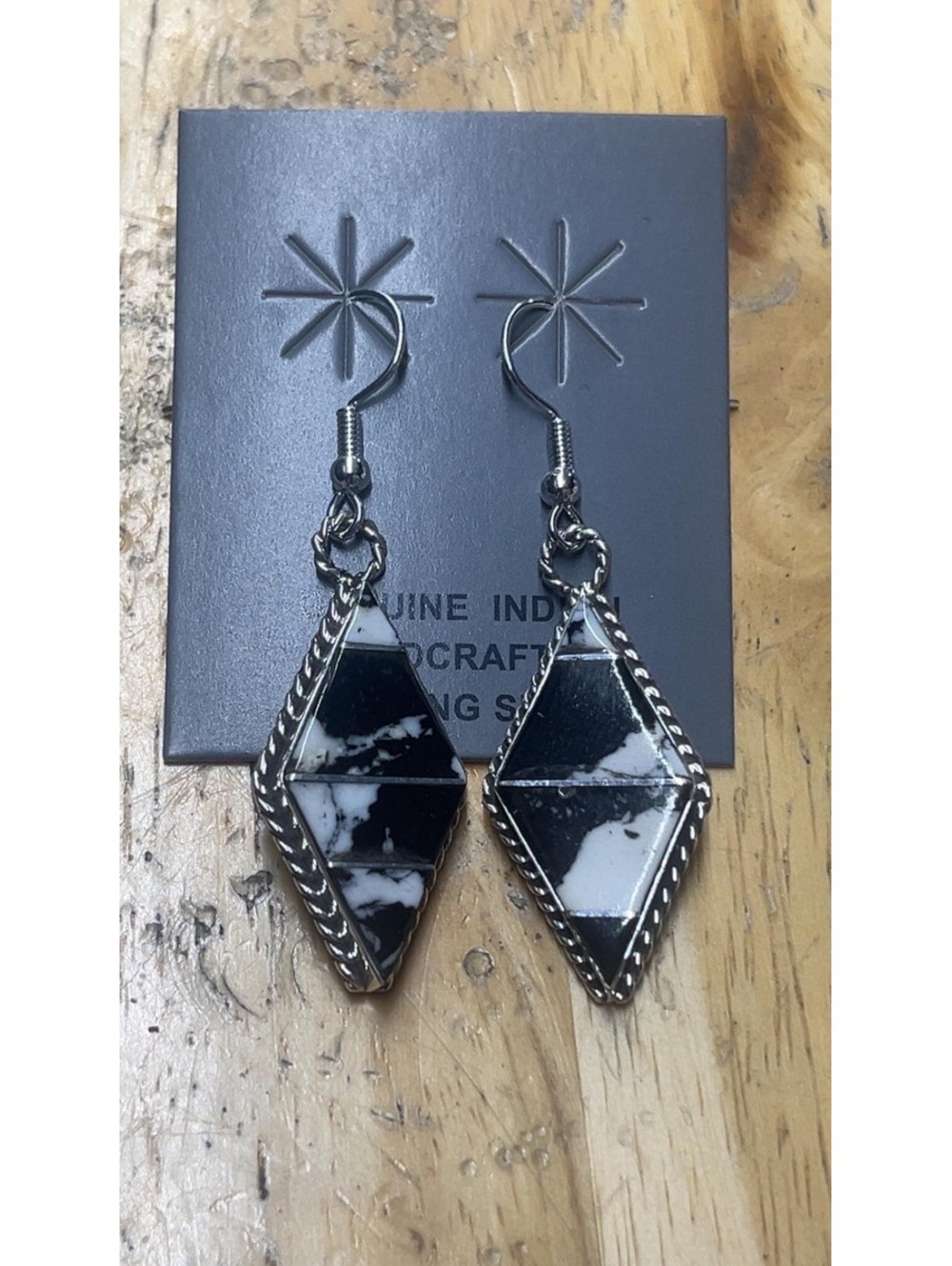 Navajo cluster white buffalo cowgirl style earrings sterling silver -Andrew